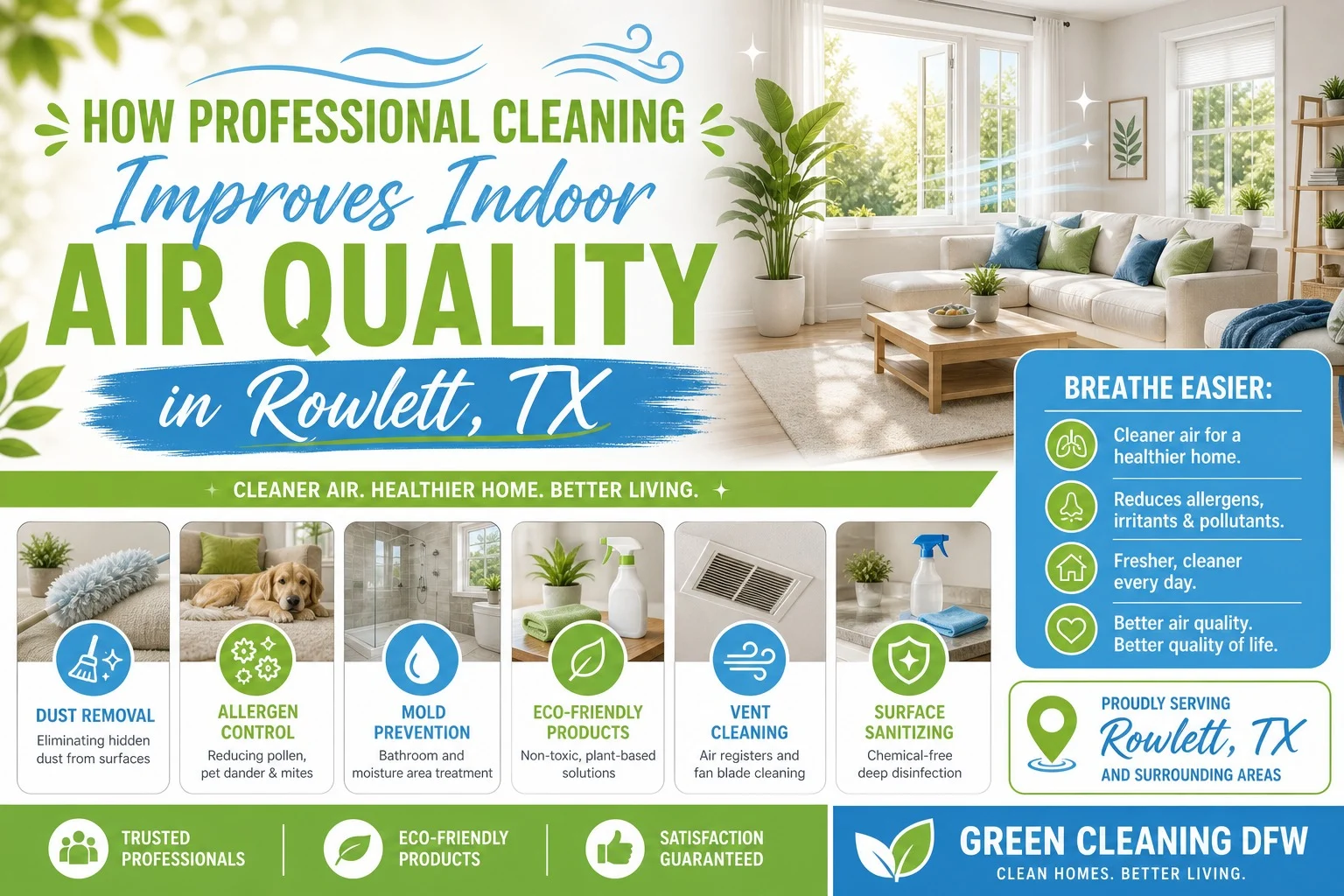 How Professional Cleaning Improves Indoor Air Quality in Rowlett TX - Green Cleaning DFW