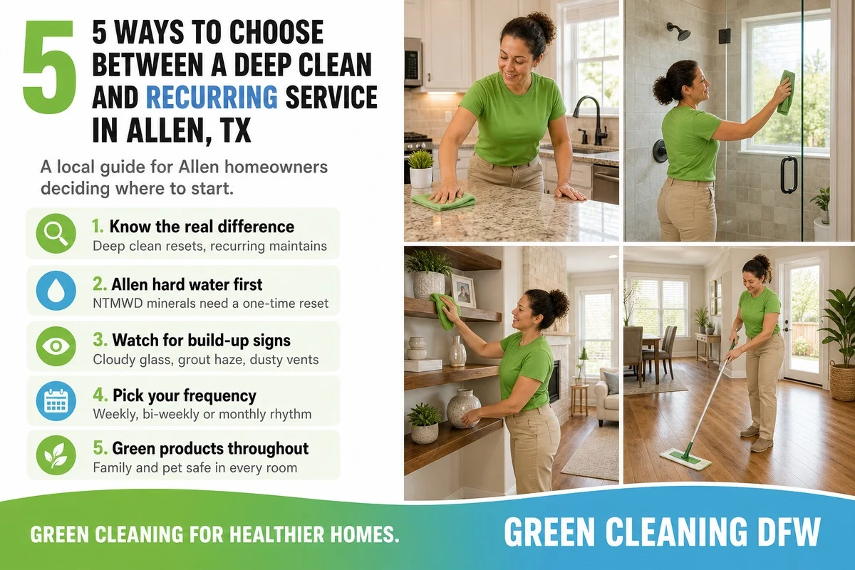 Deep cleaning versus recurring cleaning in Allen, TX infographic - Green Cleaning DFW